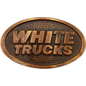 White Trucks Buckle Vintage Semi Trucker GMC Big Rig Western Cowboy Rockabilly
